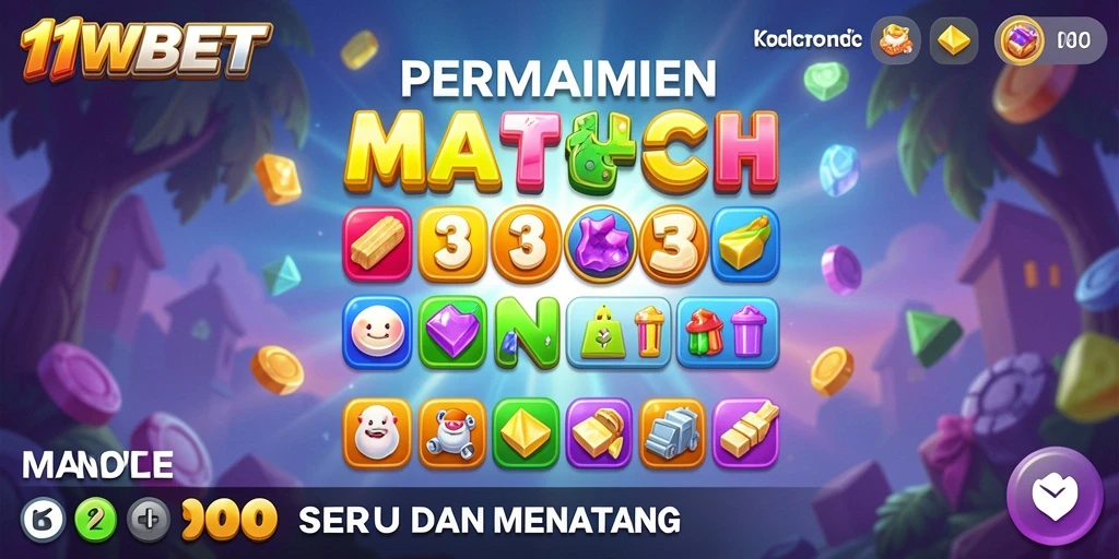 Skrinsyut gameplay 11WBET pada level Match-3 yang menantang.