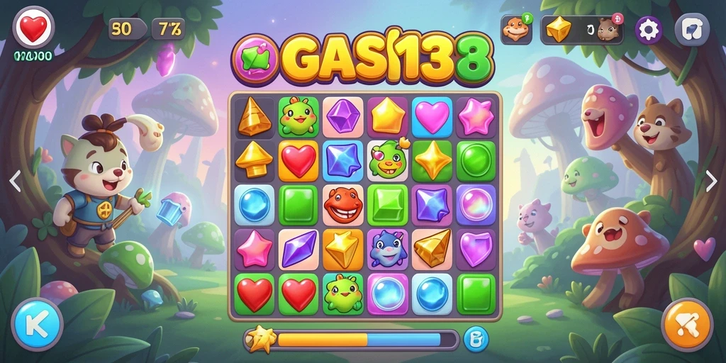 Tampilan gameplay menantang di GAS138 dengan teka-teki Match-3.