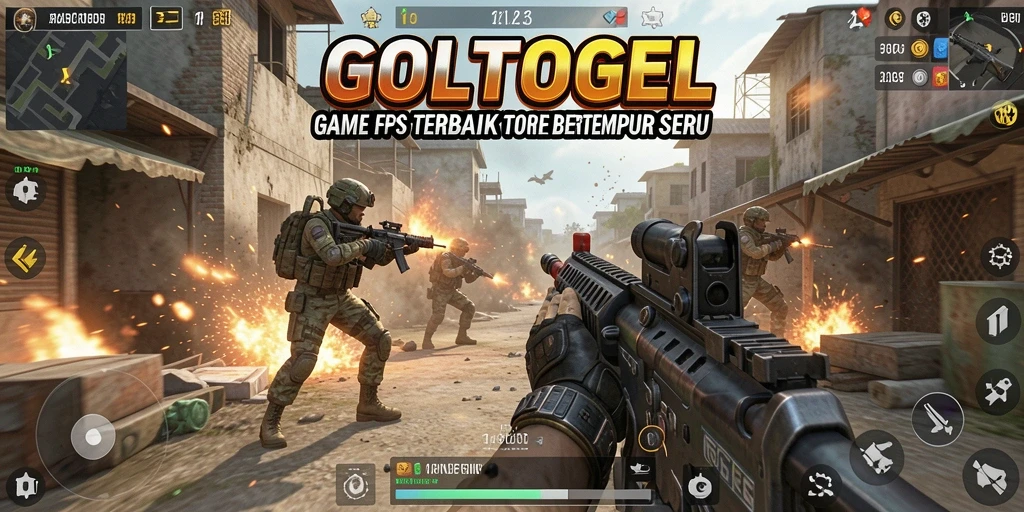 Screenshot menampilkan aksi mendebarkan dari gameplay GOLTOGEL FPS.