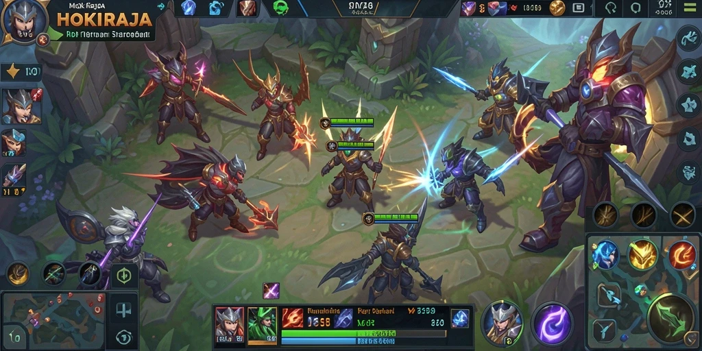 Gameplay menarik HOKIRAJA dengan strategi MOBA yang intens.