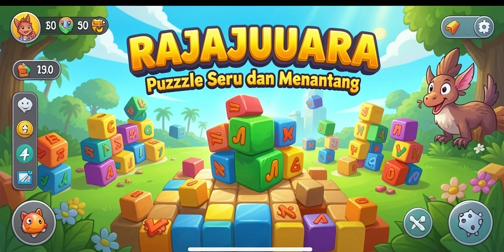 Tampilan gameplay Puzzle yang menarik dalam RAJAJUARA.