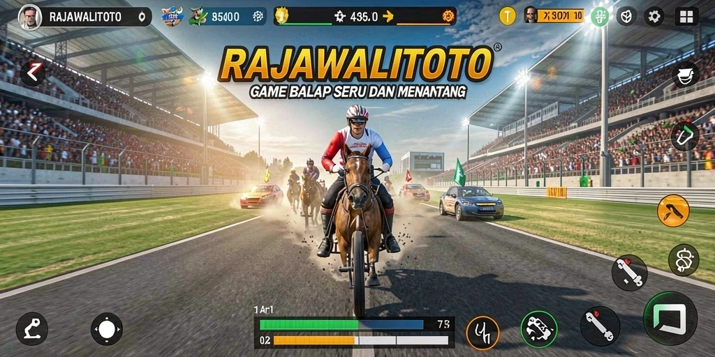 Tampilan gameplay seru saat balapan di RAJAWALITOTO.