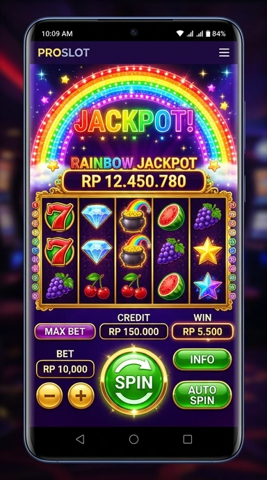 Tampilan antarmuka pengguna di aplikasi Proslot.